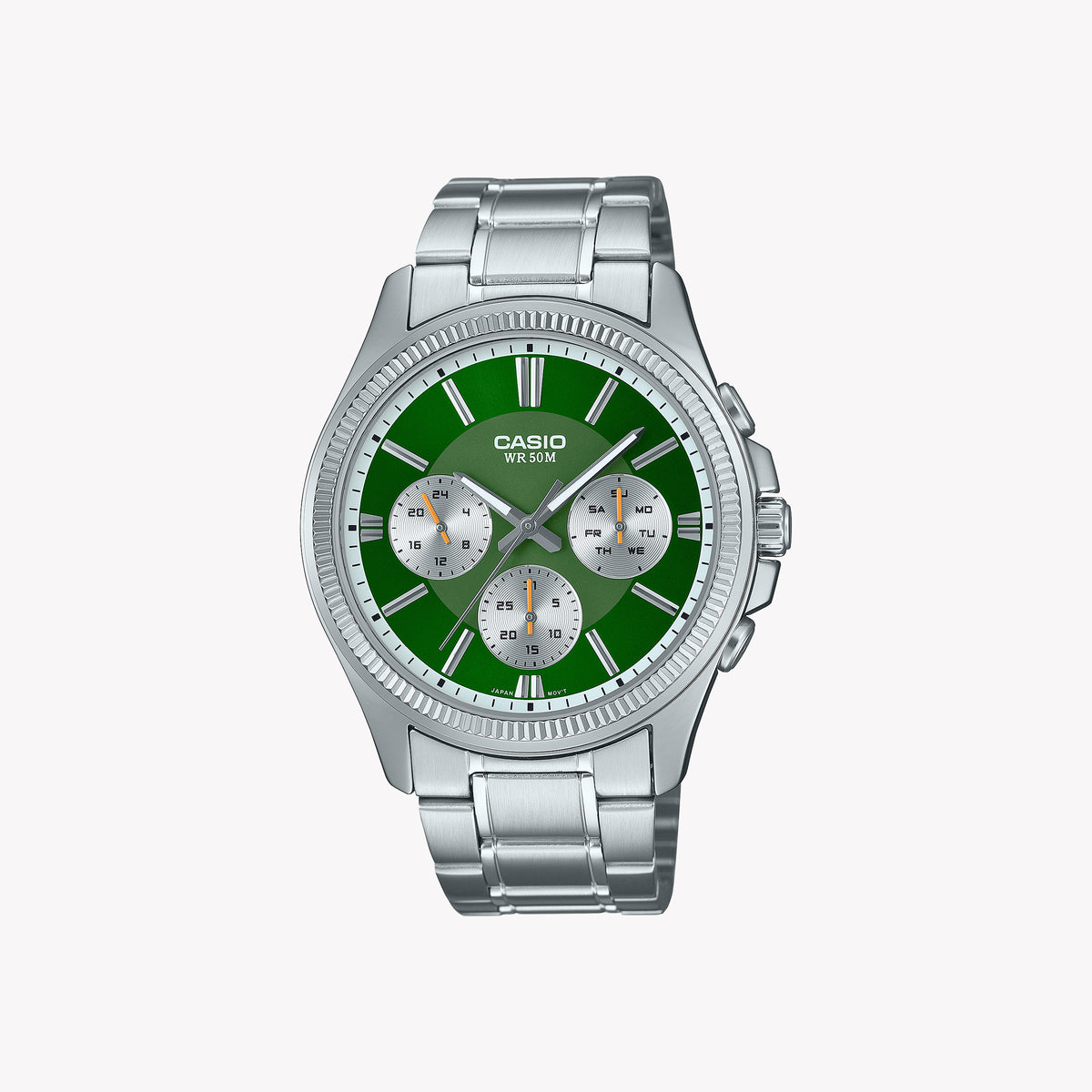 CASIO MTP-1375PD-3AVEF TIMEPIECE - ELEGANT STAINLESS STEEL WITH STRIKING GREEN DIAL