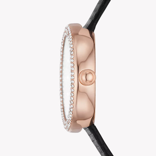 EMPORIO ARMANI AR11433 - ROSE GOLD GLAMOUR: Chic Women's Watch with Black Dial & Leather Band-i-Watch-2