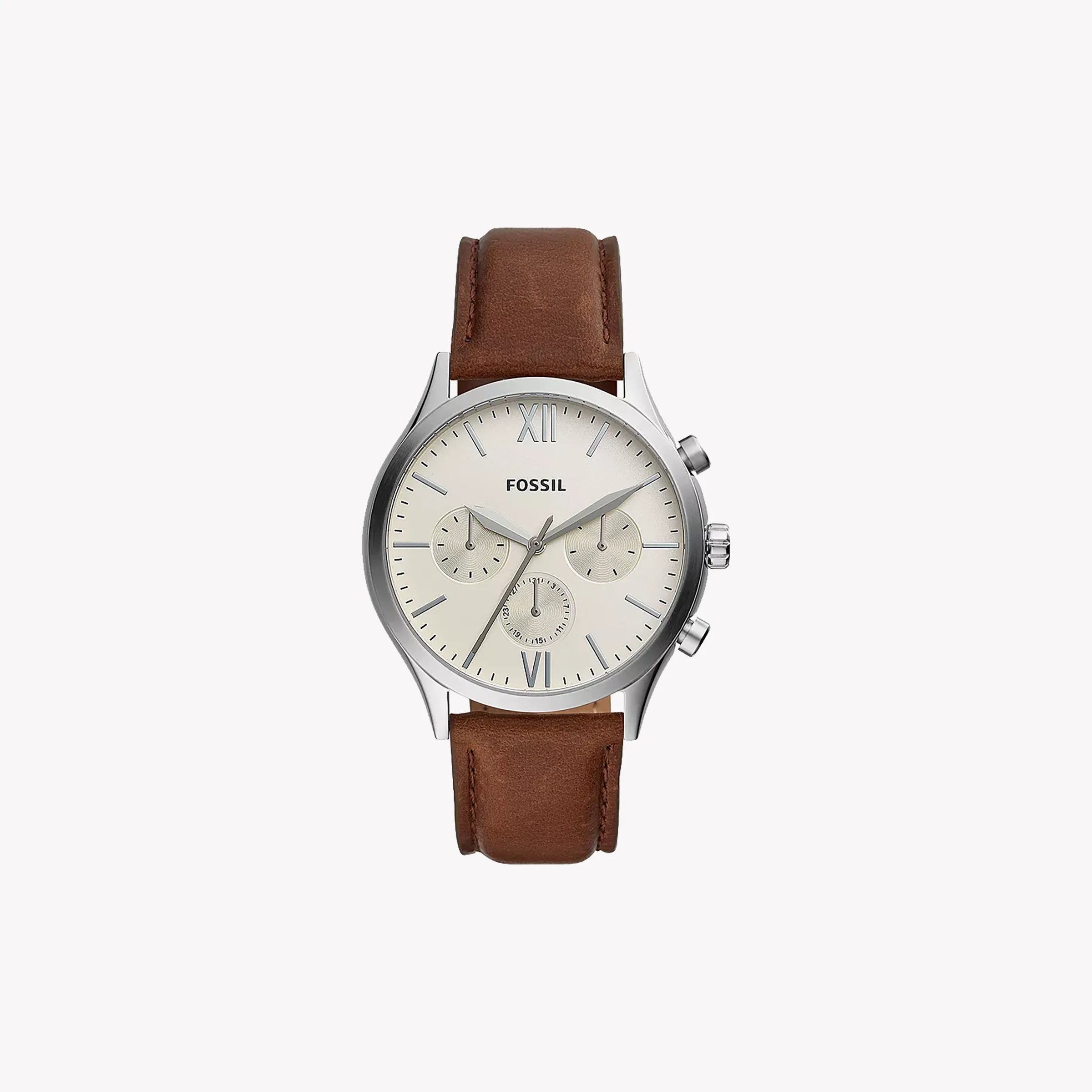 Fossil Men's Brown Leather Watch, Cream Dial Bq2363 – i-Watch