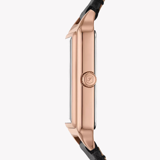 FOSSIL Women's Watch with Gold Stainless Steel Case and Black Leather Band-i-Watch-2