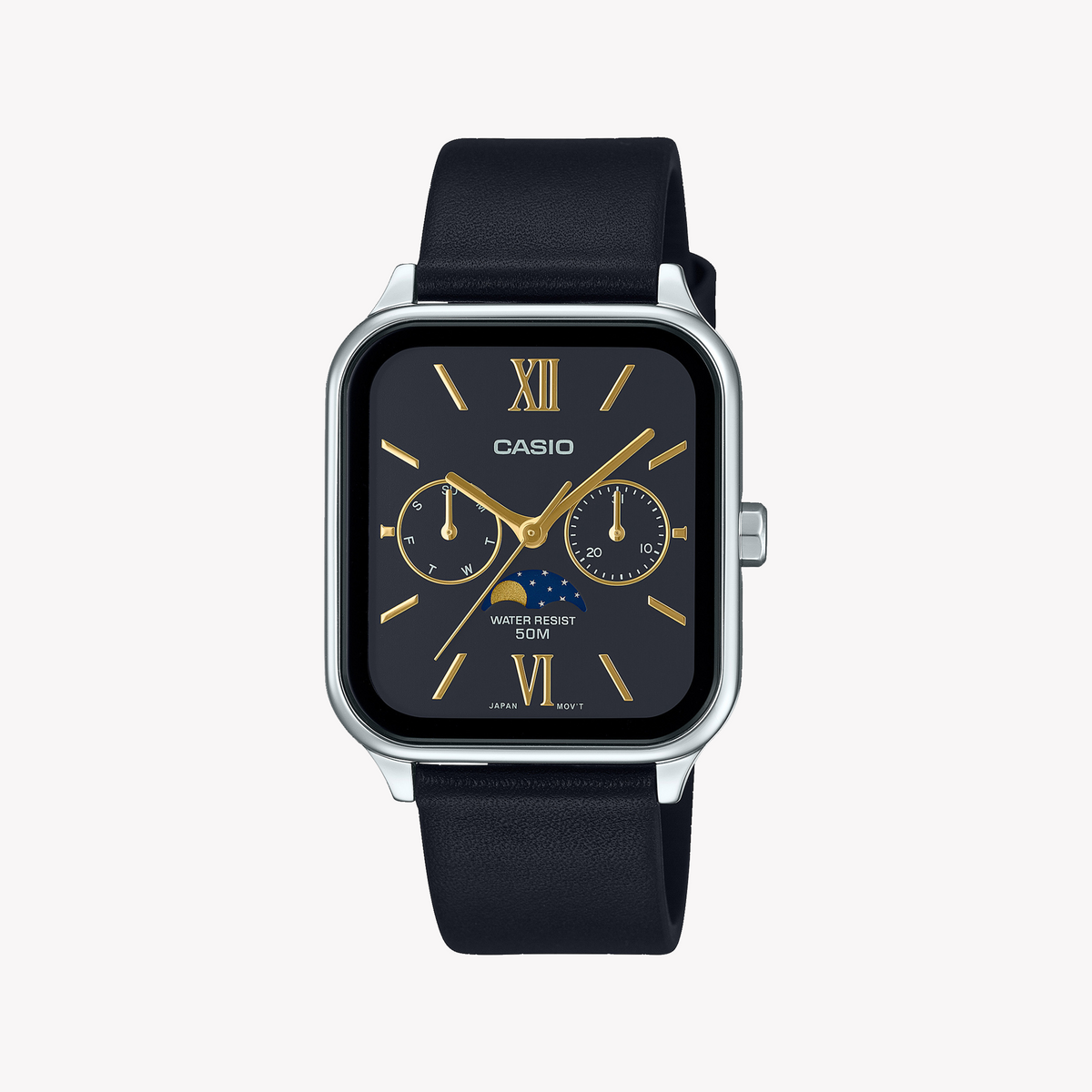 CASIO MTP-M305L-1A2VDF ELEGANT ADVENTURER - MEN'S STYLISH LEATHER WATCH WITH BLACK DIAL