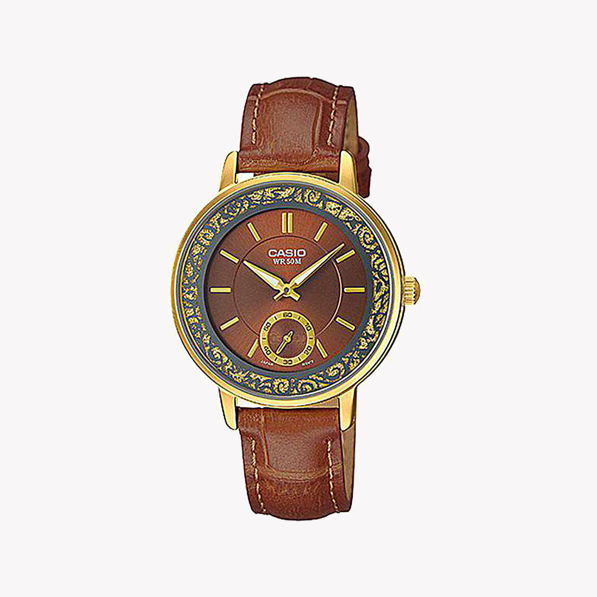 LTP-E408GL-5AVDF - ELEGANT GOLD LADY'S TIMEPIECE WITH LUXURY LEATHER STRAP