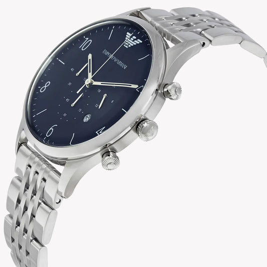 EMPORIO ARMANI AR1648 - SILVER ELEGANCE: STYLISH MEN'S WATCH WITH BLUE DIAL & DURABLE STAINLESS STEEL BAND-i-Watch-2