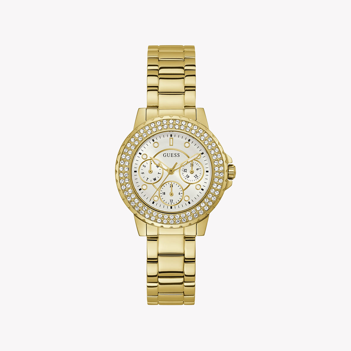 GUESS GW0410L2 RADIANT SOPHISTICATION - ELEGANT GOLD TIMEPIECE for Women with White Dial & Stainless Steel Band
