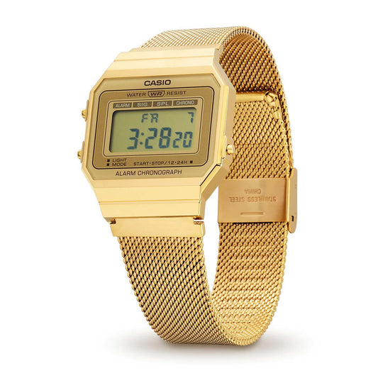 CASIO A700WEMG-9AEF ELEGANTLY MULTIFUNCTIONAL UNISEX WATCH - STYLISH RESIN DESIGN WITH MESH STRAP-i-Watch-2