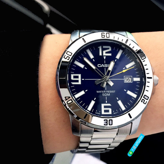 CASIO MTP-VD01D-2BV ADVENTURE READY - SPORTY BLUE DIAL MEN'S WATCH WITH STYLISH SILVER BAND-i-Watch-2