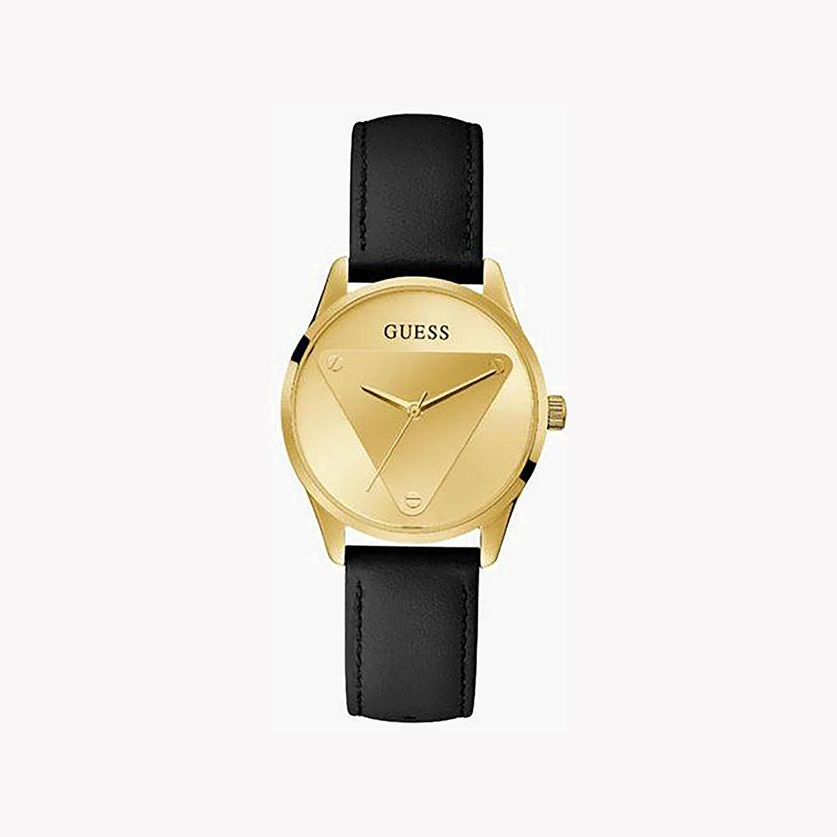 GUESS GW0642L1 - ELEGANT GOLD CHARM - Women’s Watch with Black Leather/Silicone Band and Radiant Gold Dial