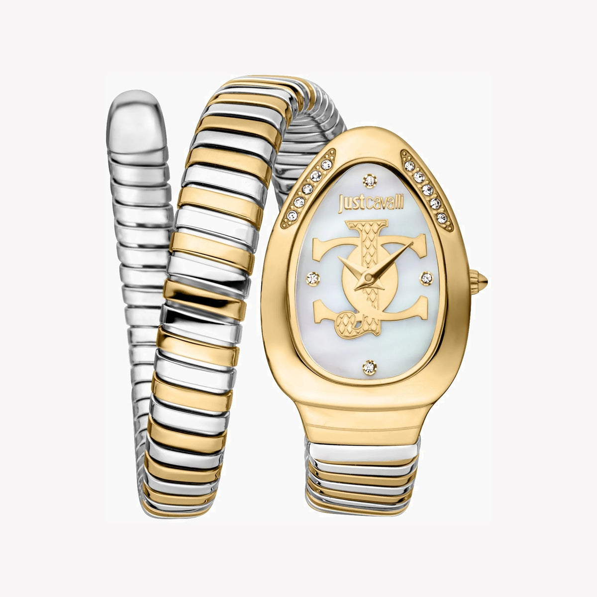 JUST CAVALLI Women's Watch with Gold Stainless Steel Case and Silver & Gold Stainless Steel Band