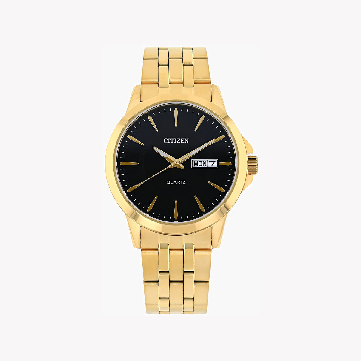 CITIZEN DZ5002-52E - BOLDLY ELEGANT MENS WATCH WITH GOLD STAINLESS STEEL & BLACK DIAL