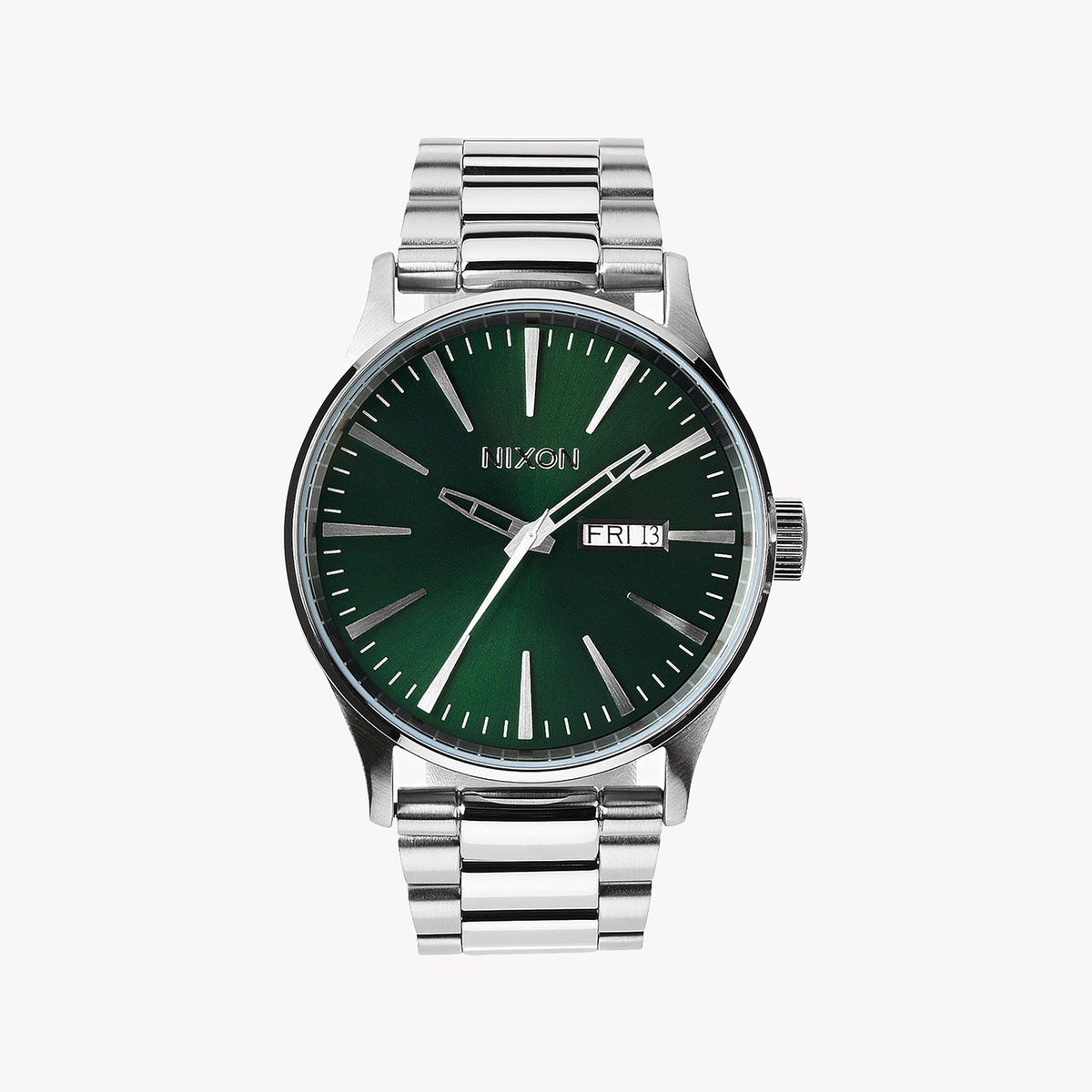 NIXON A356-1696 ADVENTURER - STRIKING SILVER & VIBRANT GREEN DIAL MEN'S WATCH
