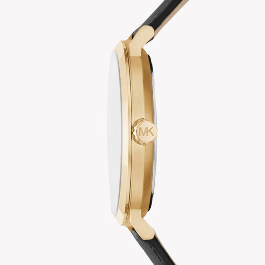 MICHAEL KORS MK8737 GLAM TIMEPIECE - ELEGANT GOLD & BLACK LEATHER WOMEN'S WATCH-i-Watch-2