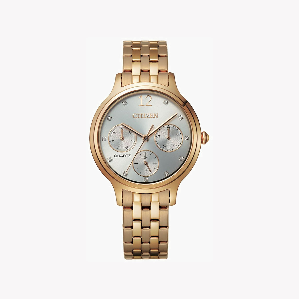 CITIZEN ED8183-54A - ELEGANT GOLDTIME: Chic Women's Watch with Stylish White Dial & Durable Stainless Steel Band