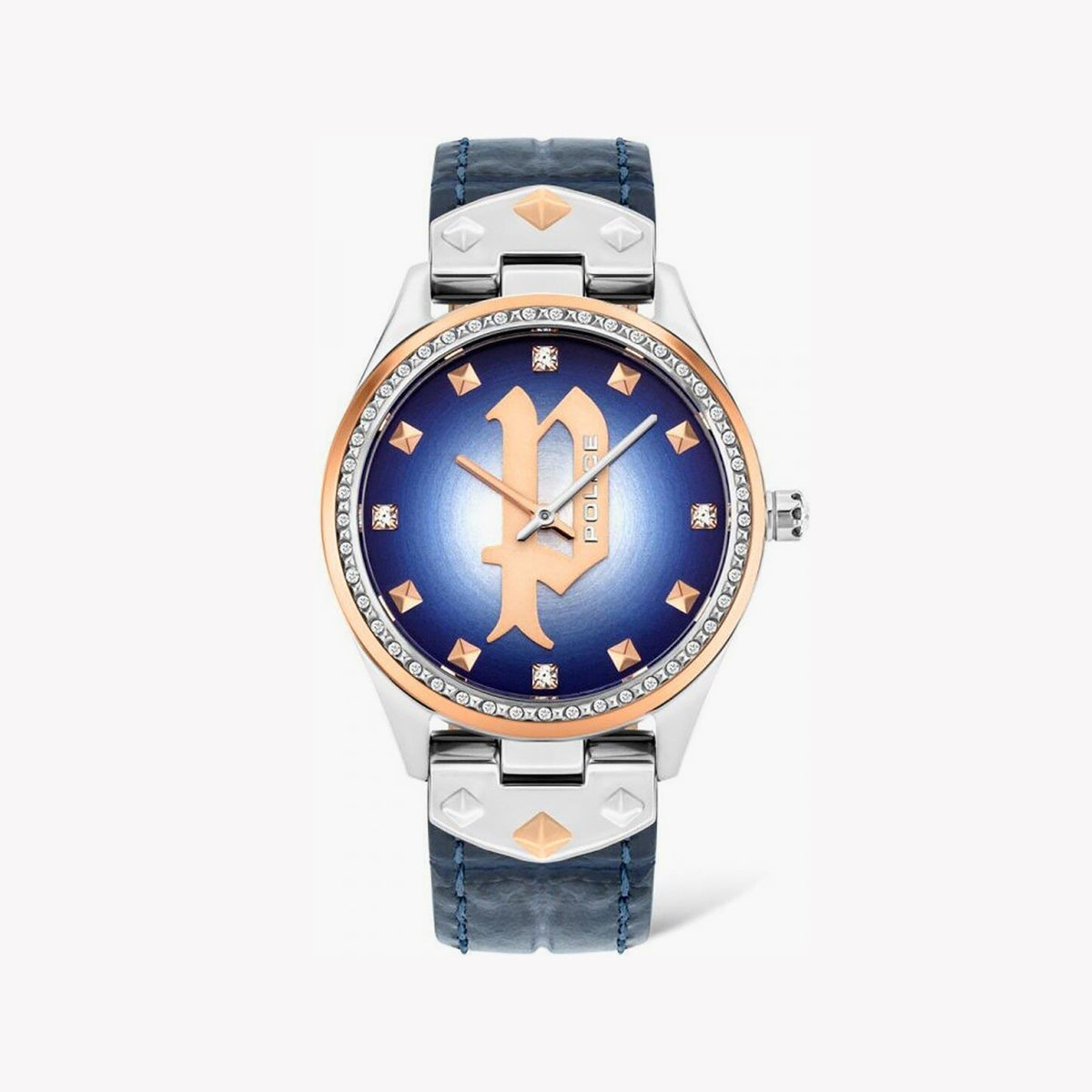 POLICE PL-16029MSTR_03 ELEGANCE REDEFINED - Women’s Chic Silver & Blue Leather Watch