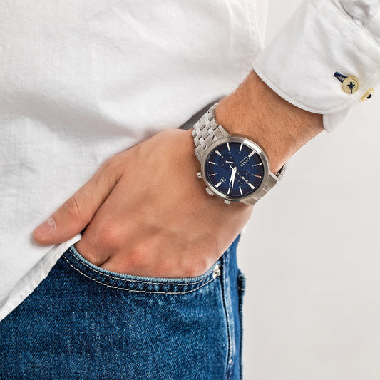 CITIZEN CA7060-88L ELEGANCE - MENS ECO-DRIVE CHRONOGRAPH TIMEPIECE WITH BLUE DIAL & STAINLESS STEEL BAND-i-Watch-2