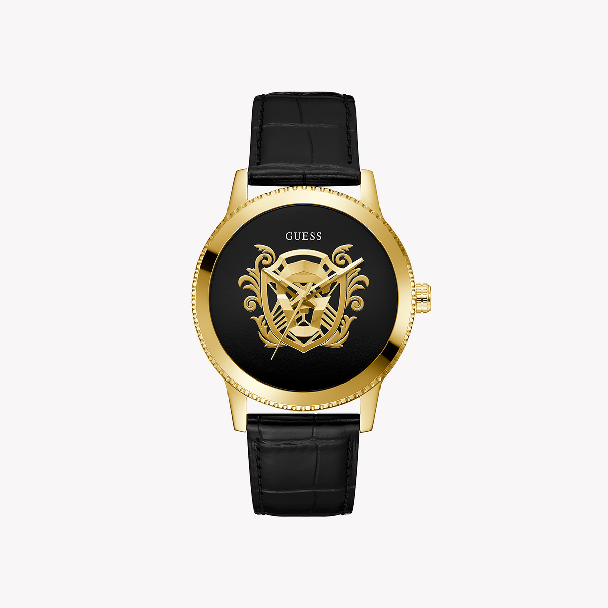 GUESS GW0566G1 BOLD ELEGANCE - MENS GOLD & BLACK LEATHER TIMEPIECE