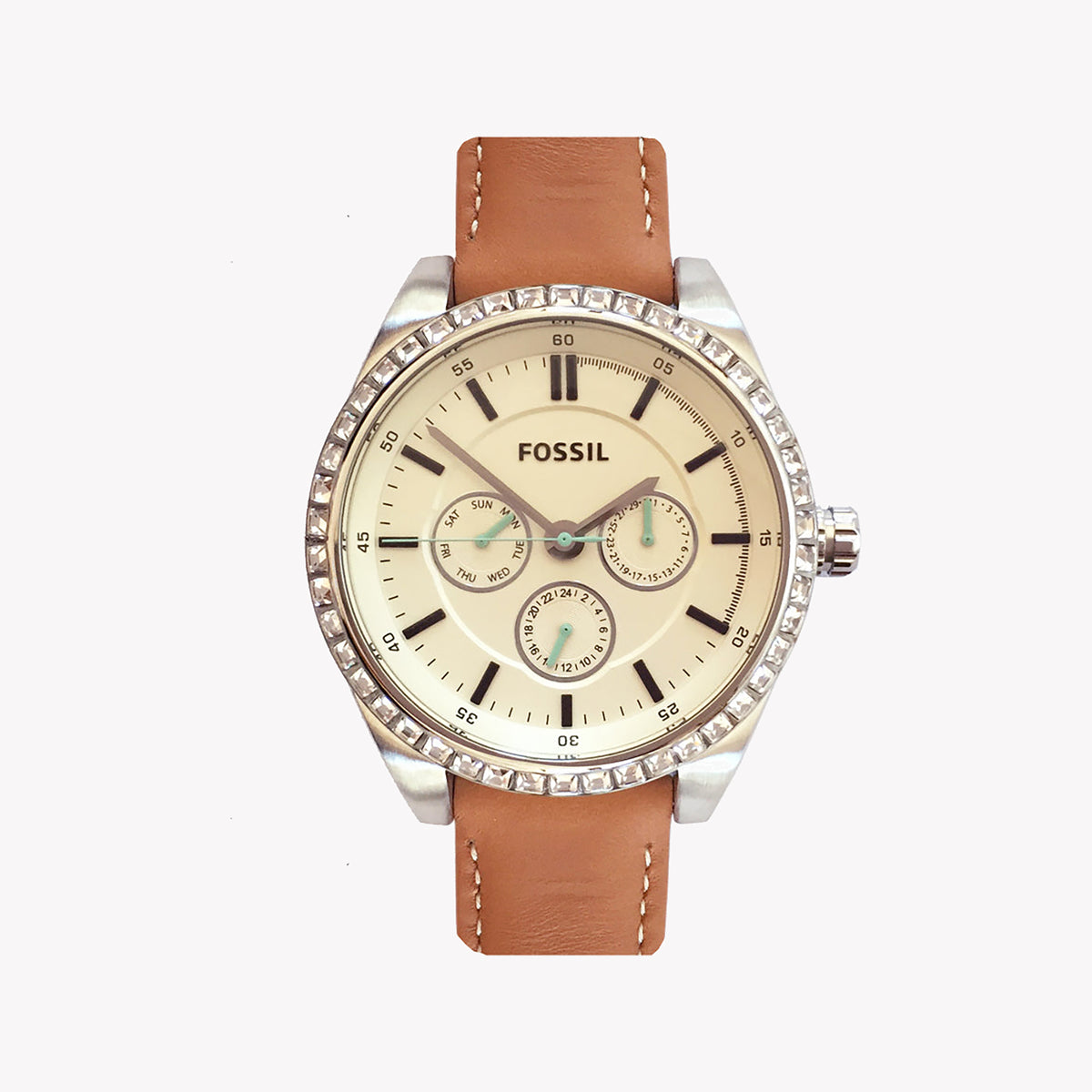 FOSSIL BQ3089 - ELEGANT TIMEPIECE FOR THE MODERN WOMAN - Beige Dial & Brown Leather Band