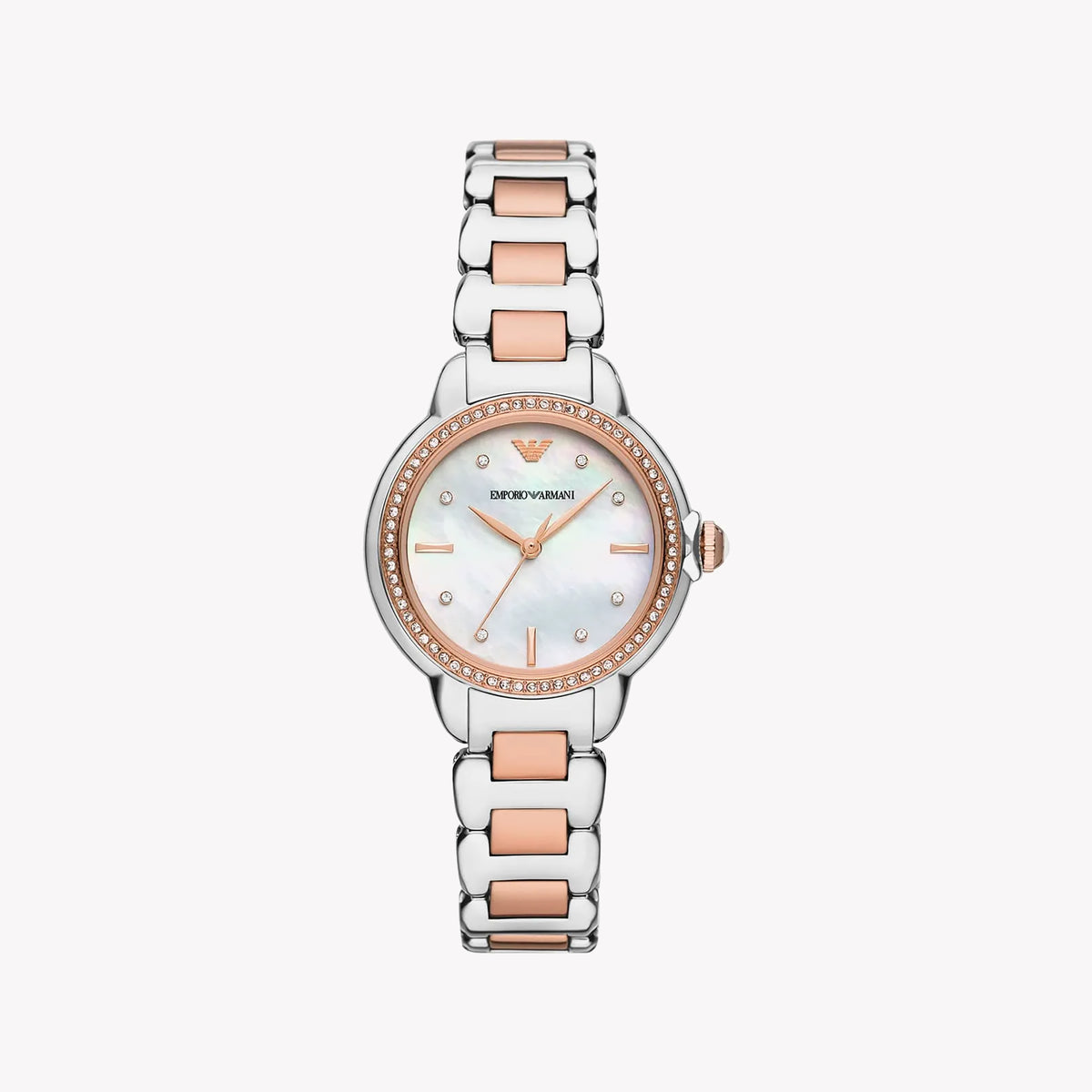 EMPORIO ARMANI AR11569 - CHIC SILVER & ROSE GOLD STAINLESS STEEL WOMEN'S WATCH