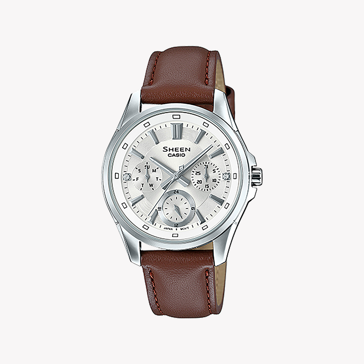 CASIO SHE-3060L-7AUDR ELEGANT ADVENTURER - STYLISH WOMEN'S WATCH WITH LEATHER BAND AND WHITE DIAL