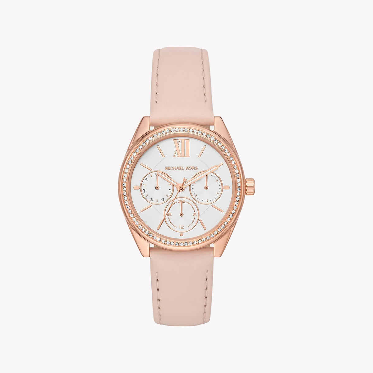 MICHAEL KORS MK7316 - CHIC ROSE GOLD TIMEPIECE WITH PINK LEATHER BAND & WHITE DIAL