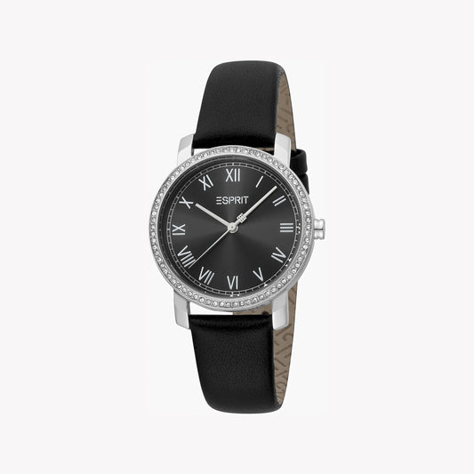 ESPRIT Women's Watch with Silver Stainless Steel Case and Black Leather Band-i-Watch-2