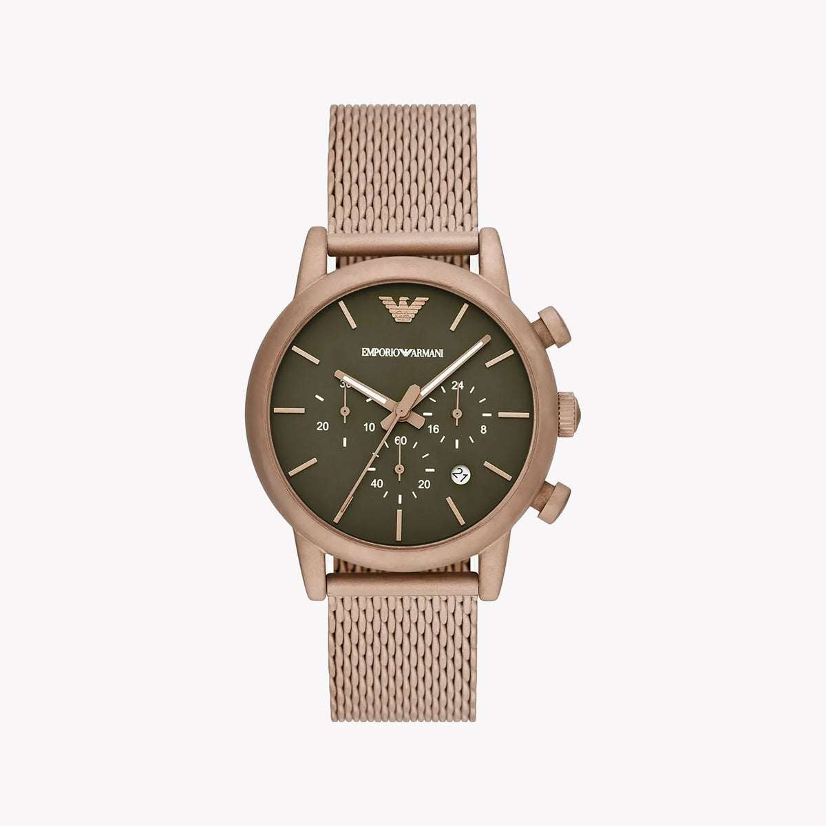 EMPORIO ARMANI AR11428 - BOLD ELEGANCE IN BROWN WITH GREEN DIAL MEN'S WATCH