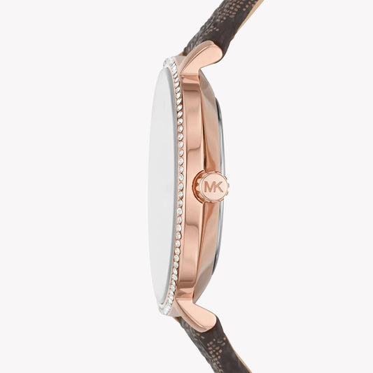 MICHAEL KORS MK1036 ROSE GOLD GLAM - CHIC TIMEPIECE WITH BROWN LEATHER BAND-i-Watch-2