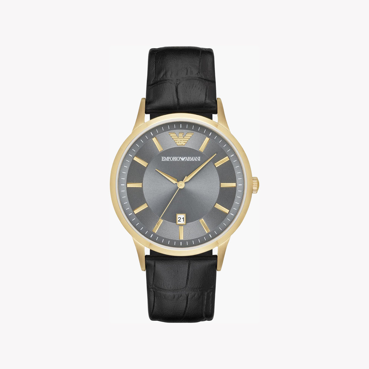 EMPORIO ARMANI AR11049 - GOLD & GREY TIMEPIECE WITH BLACK BAND-i-Watch