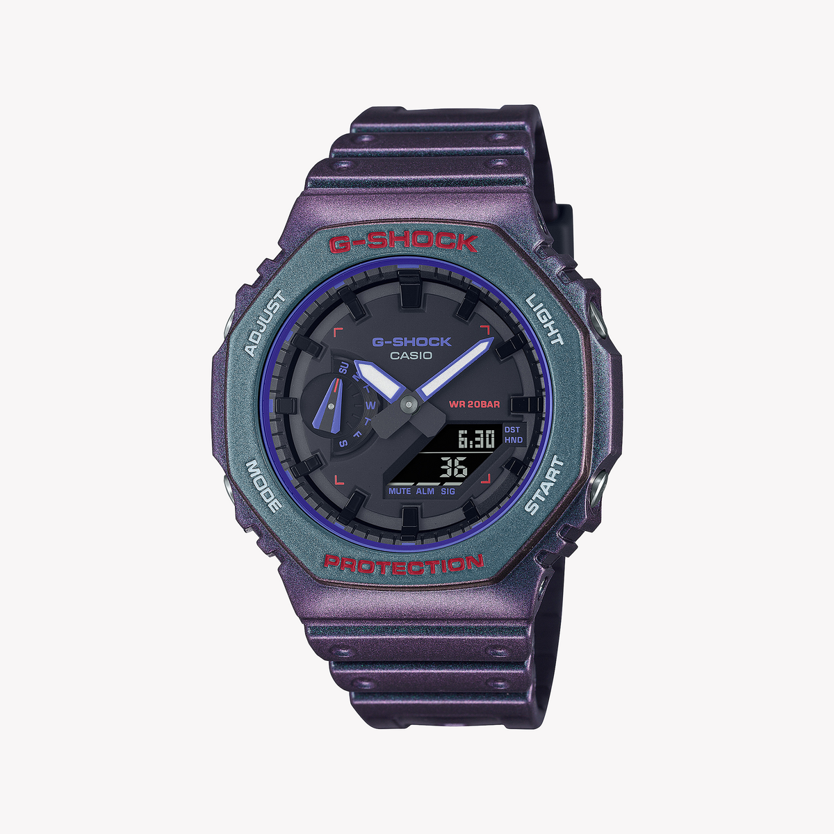 CASIO G-SHOCK GA-2100AH-6ADR - VIBRANT PURPLE ADVENTURER Men's Watch with durable resin band and sleek black dial