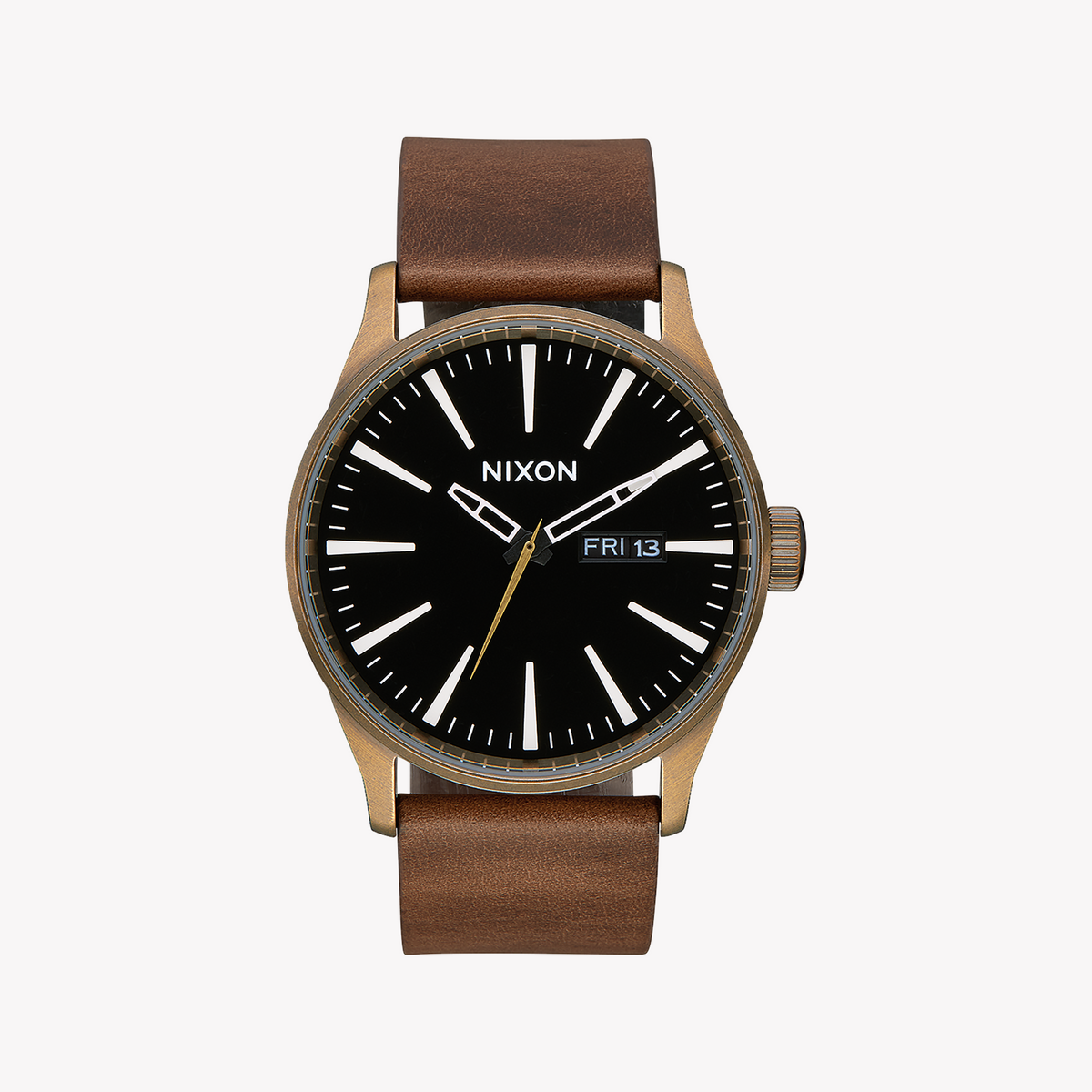 NIXON A105-3053 MEN'S TIMEPIECE - BOLD BROWN & BLACK, LUXURY LEATHER BAND, 10 ATM WATER RESISTANT