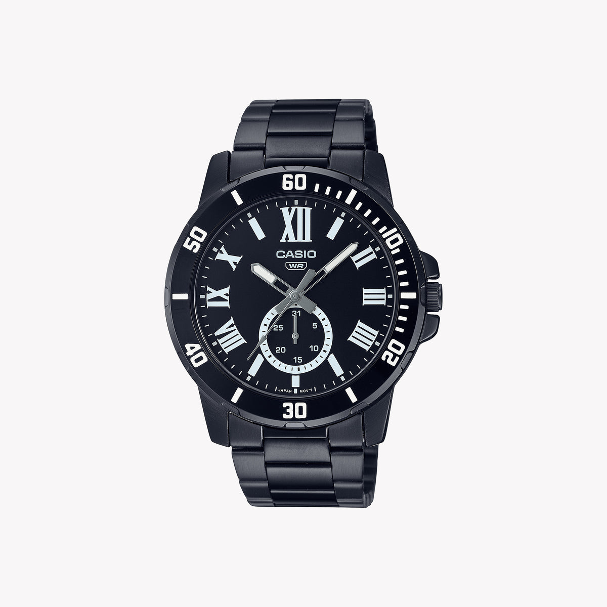 CASIO MTP-VD200B-1B BOLD ADVENTURE - MEN'S BLACK STAINLESS STEEL WATCH, STRIKING DESIGN & WATER RESISTANT