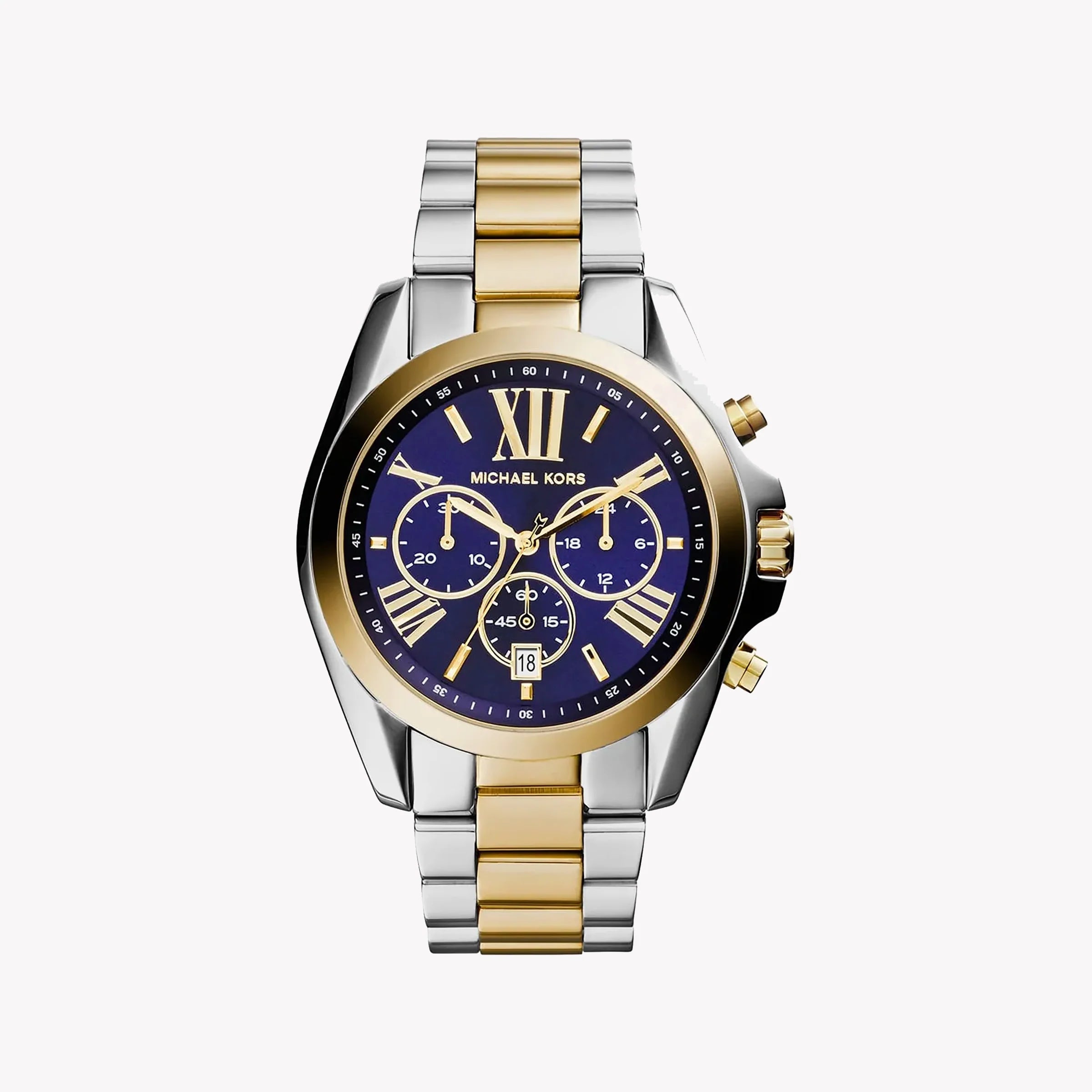 Michael Kors Men's Silver-Gold Watch, Blue Dial Mk5976 – i-Watch