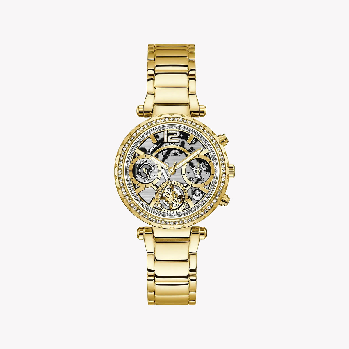 GUESS GW0403L2 - ELEGANT GOLD SOPHISTICATION - Chic Women's Watch with Stainless Steel Band and Clear Dial