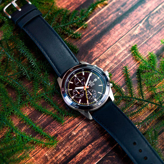 EFR-526L-2CVU - TIMELESS ELEGANCE: MEN'S CHRONOGRAPH WATCH WITH BLUE DIAL & LEATHER STRAP-i-Watch-2