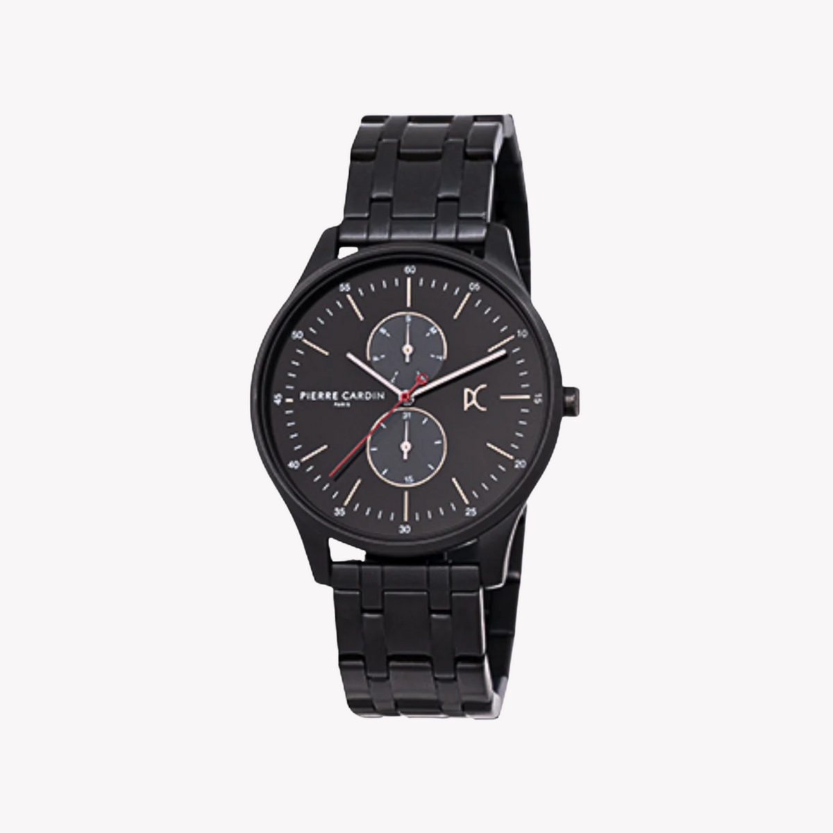 PIERRE CARDIN PIERRE BLACK LUXURY - MONTRE POUR HOMMES ÉLÉGANTE AVEC BANDE ET CADRAN EN MÉTAL