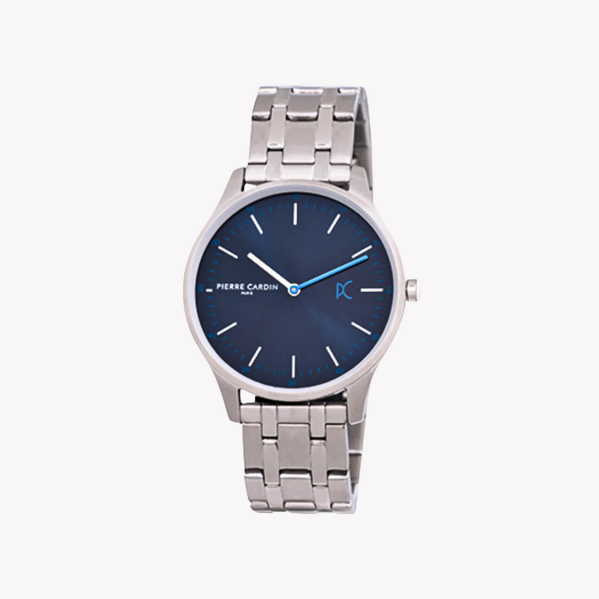 PIERRE CARDIN CBA.4038 – ELEGANTE HERRENUHR MIT BLAUEM ZIFFERBLATT UND SILBEREM METALLBAND