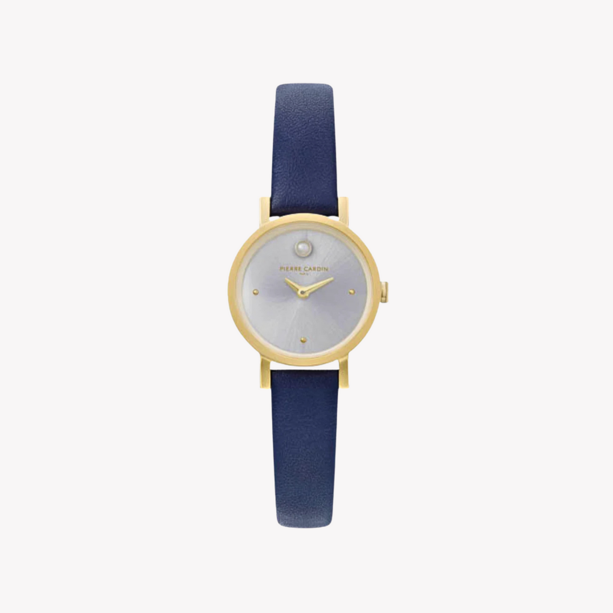 Montre femme PIERRE CARDIN avec boîtier en acier inoxydable doré et bracelet en cuir bleu
