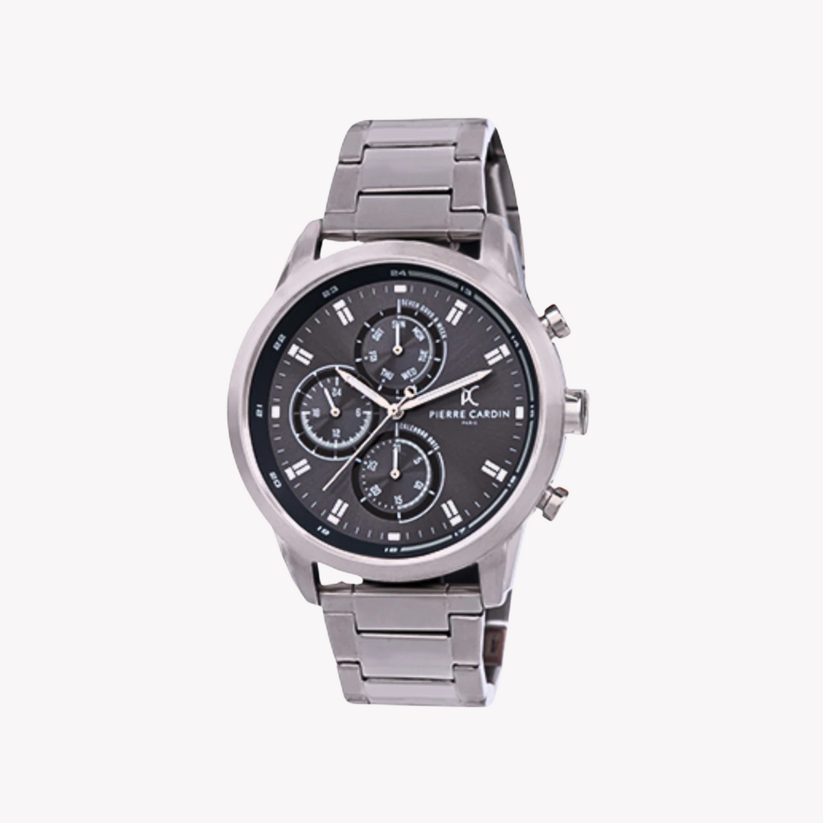 Pierre Cardin Men's Silver Metal Watch, Black Dial | Ccp.5001