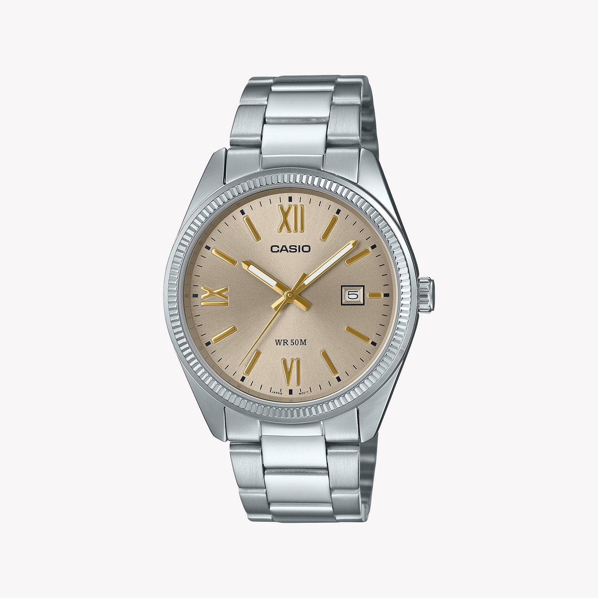 CASIO MTP-1302DD-9AVDF - TIMELESS ELEGANCE & RELIABLE FUNCTIONALITY Men's Watch in Silver Stainless Steel with Beige Dial