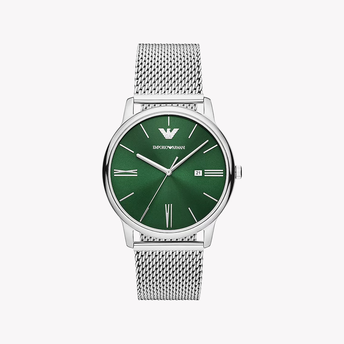 EMPORIO ARMANI AR11578 - SOPHISTICATED GREEN DIAL MEN'S WATCH WITH STAINLESS STEEL BAND