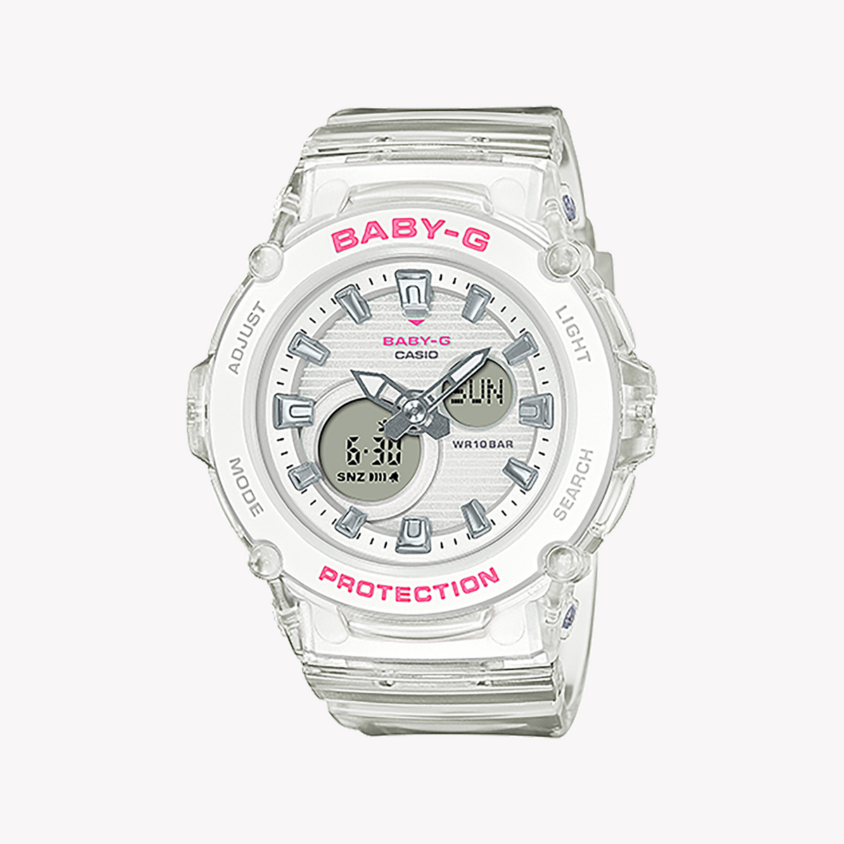 BGA-270S-7ADR BABY-G - SPORTY ELEGANCE UNLEASHED - Chic White Women's Watch with Versatile Functionality