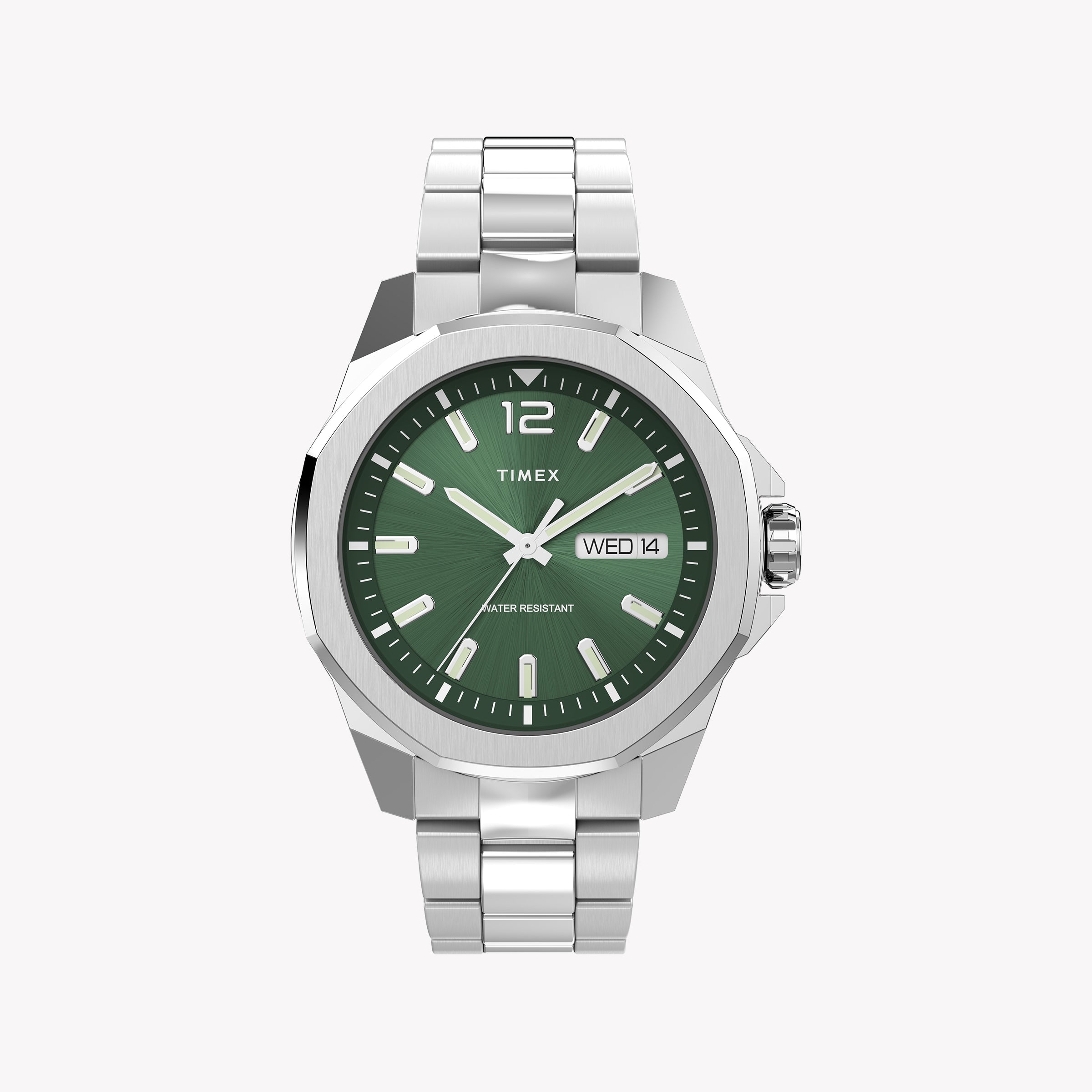 Timex Men's Green Dial Bracelet Watch, Stainless Steel Tw2w13900