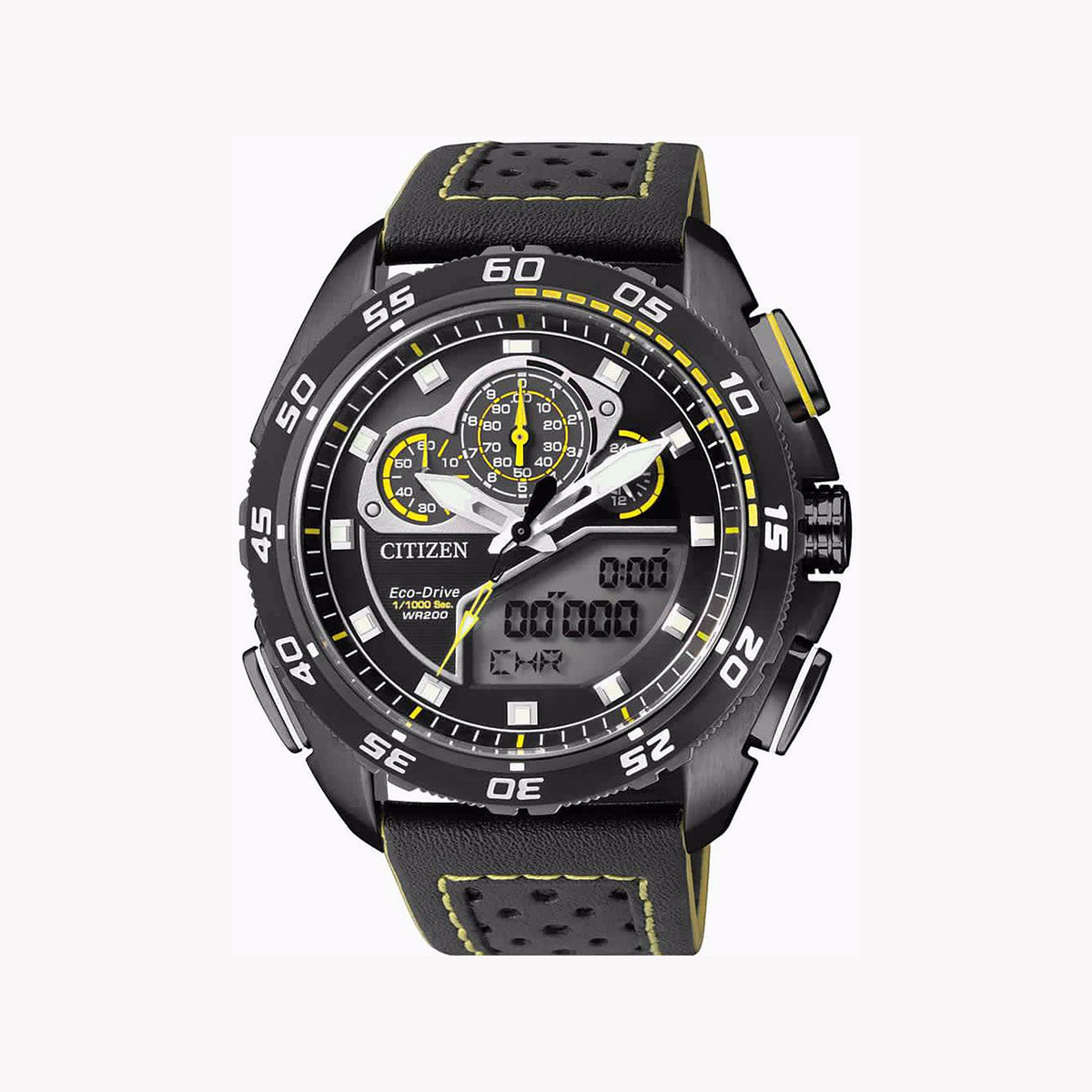 CITIZEN Eco-Drive JW0127-04E - MODERN POWERHOUSE MEN’S WATCH with Black Leather Band & Bold Chronograph Features