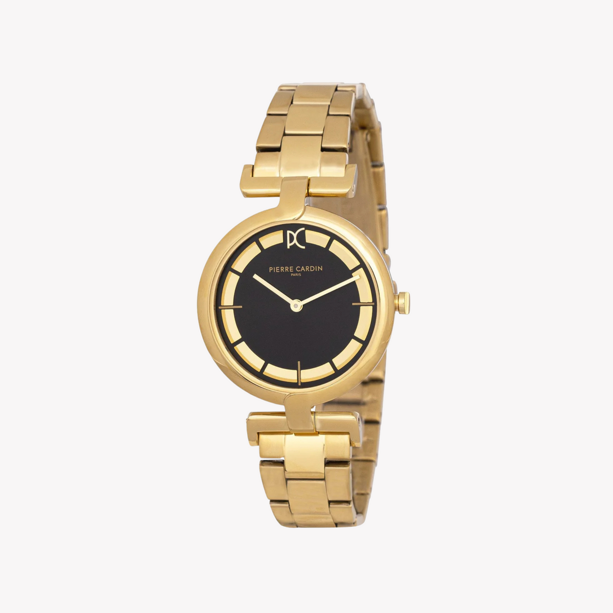 PIERRE CARDIN Damenuhr mit goldenem Metallgehäuse und goldenem Metallarmband