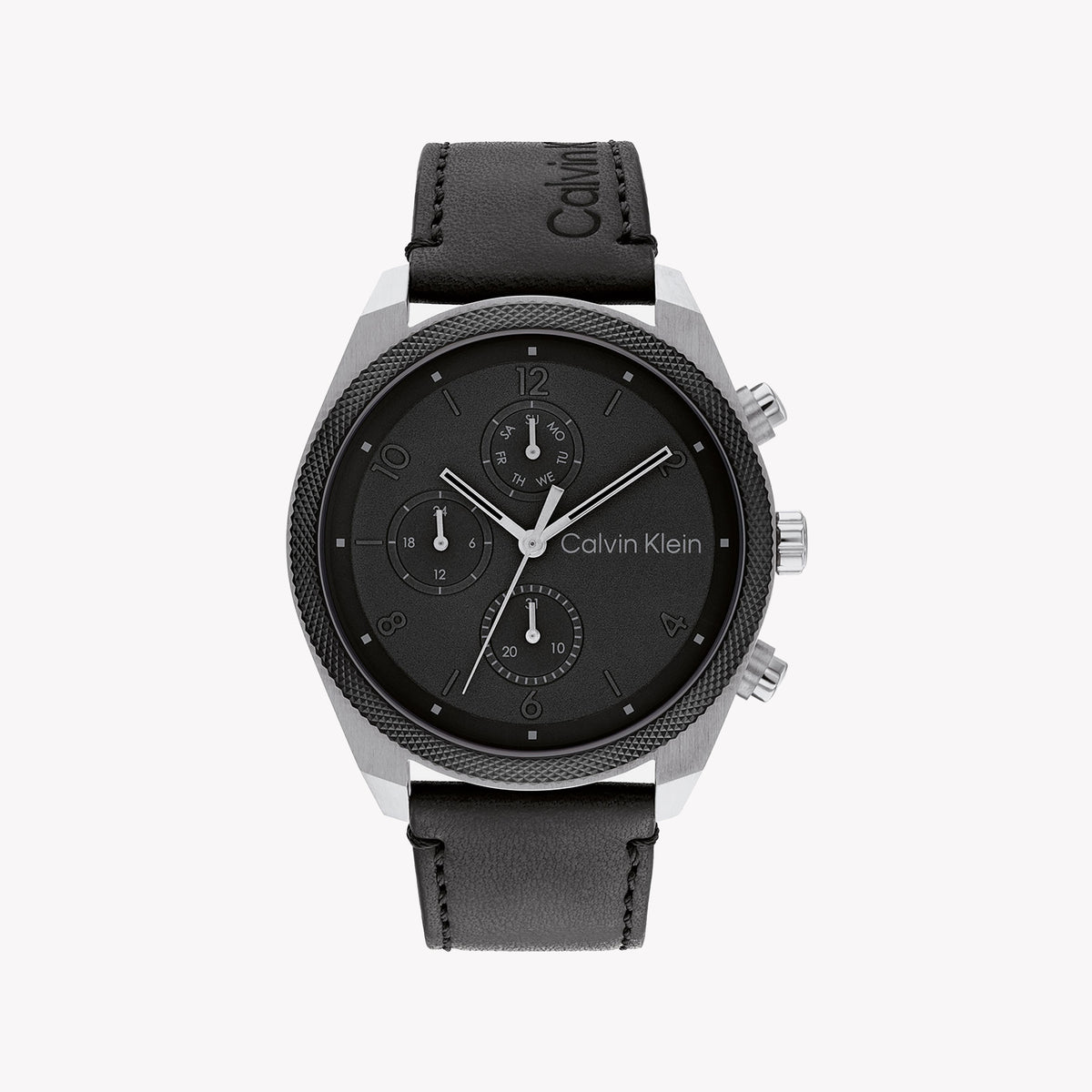 CK CALVIN KLEIN BLACK ELEGANCE - MODERN STAINLESS STEEL MEN'S WATCH with sleek leather band and bold dial