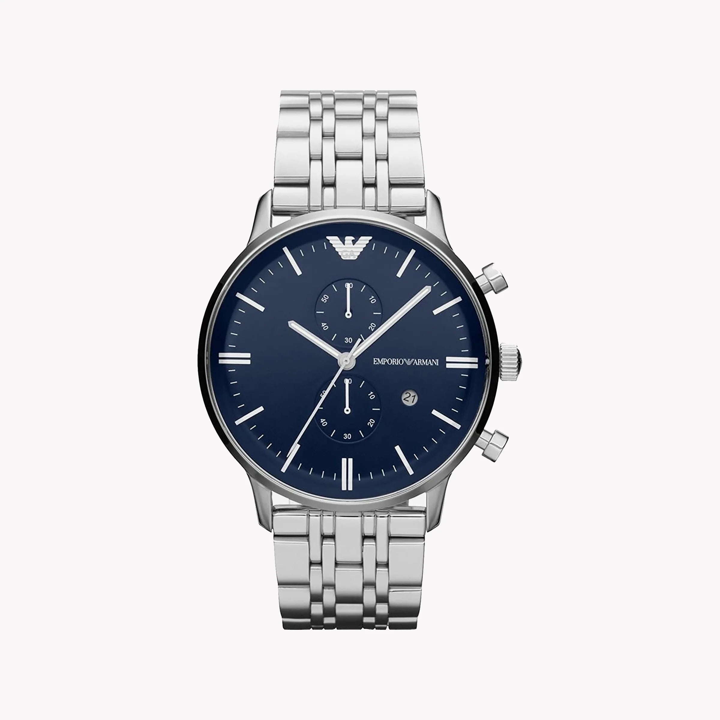 Emporio Armani Men's Silver Watch, Blue Dial | Ar1648 – i-watch