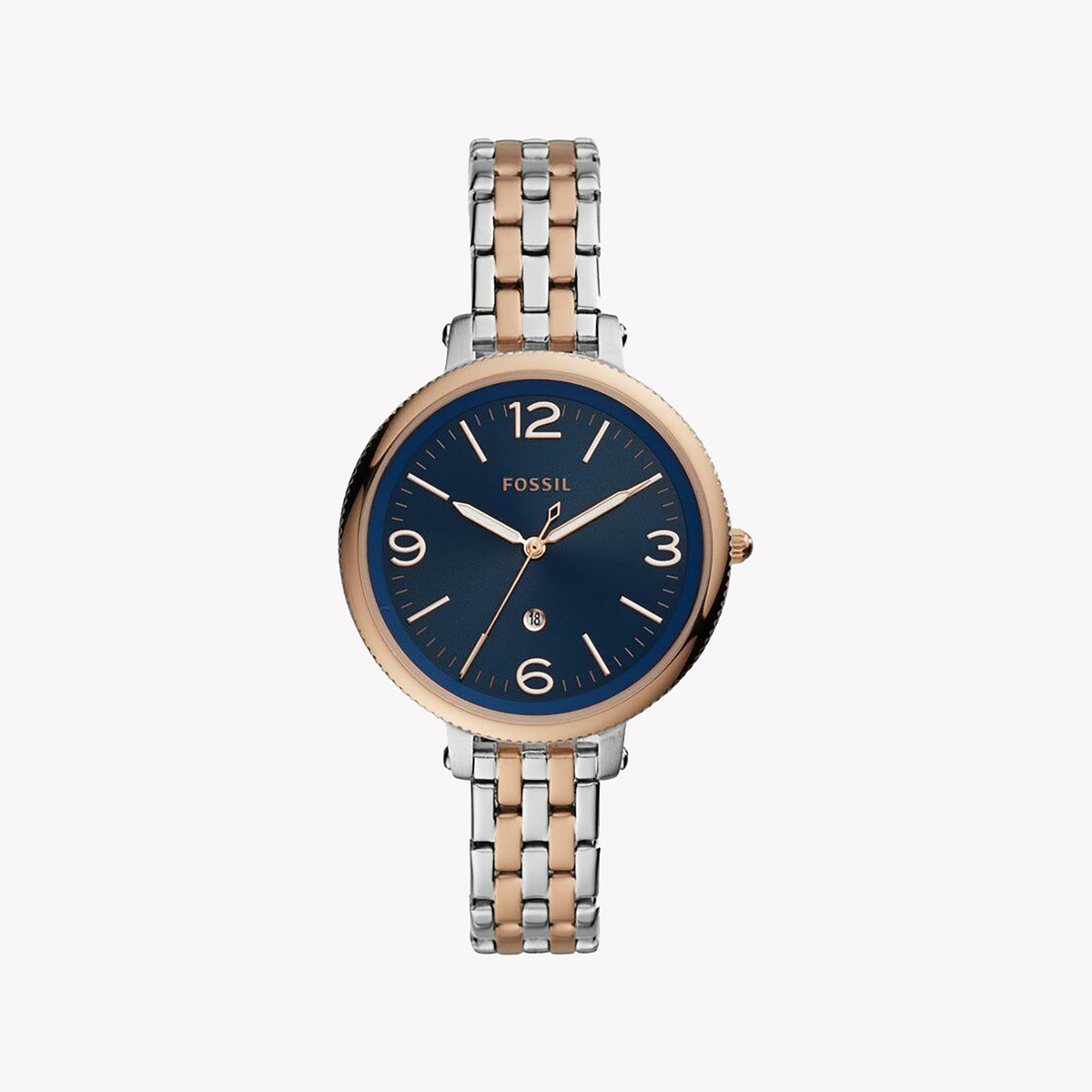 FOSSIL ES4925 ELEGANT ROSE GOLD TIMEPIECE - VERSATILE WOMEN'S WATCH WITH BLUE DIAL