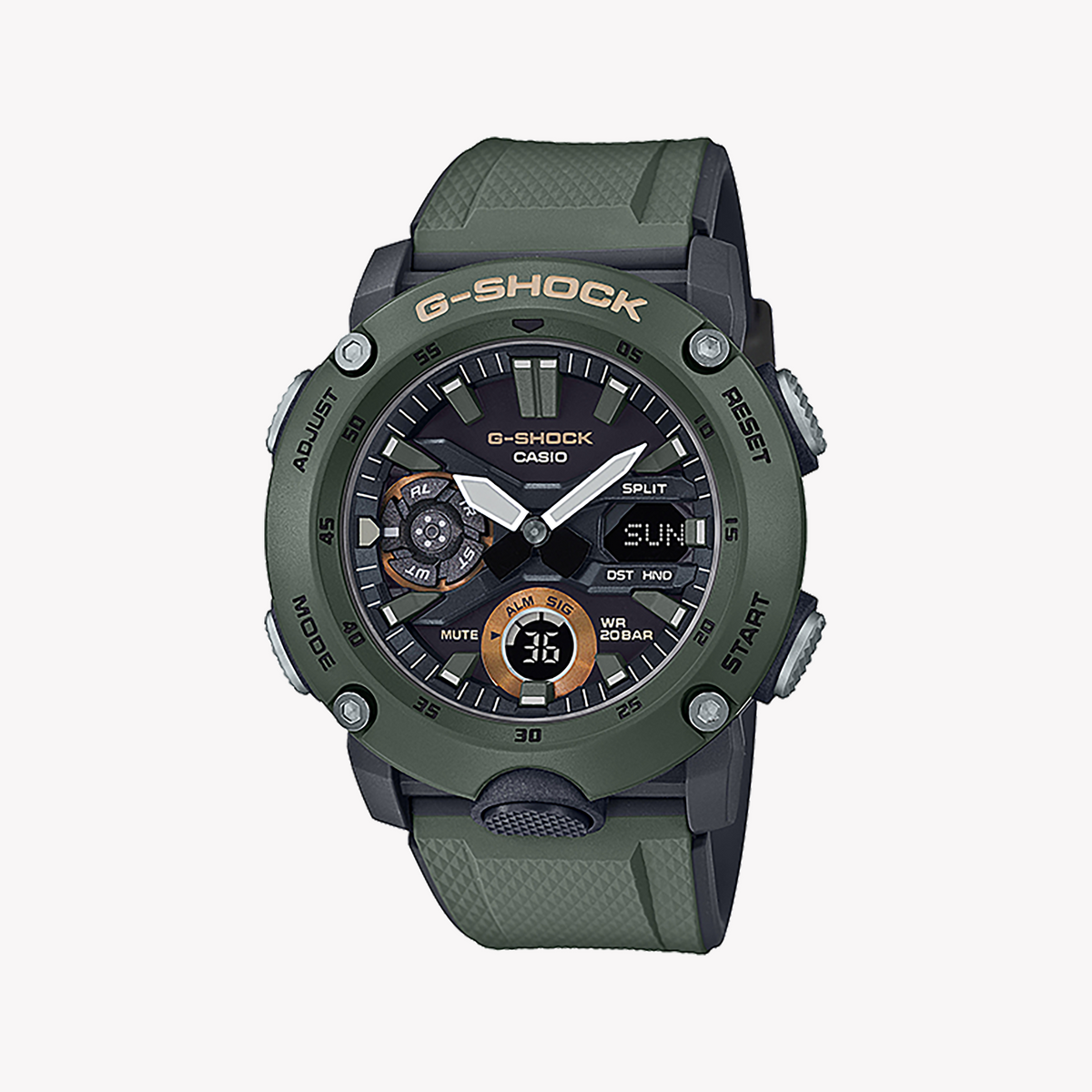 CASIO G-SHOCK GA-2000-3ADR ADVENTURE READY - RUGGED GREEN MEN'S WATCH with dynamic design and 200m water resistance