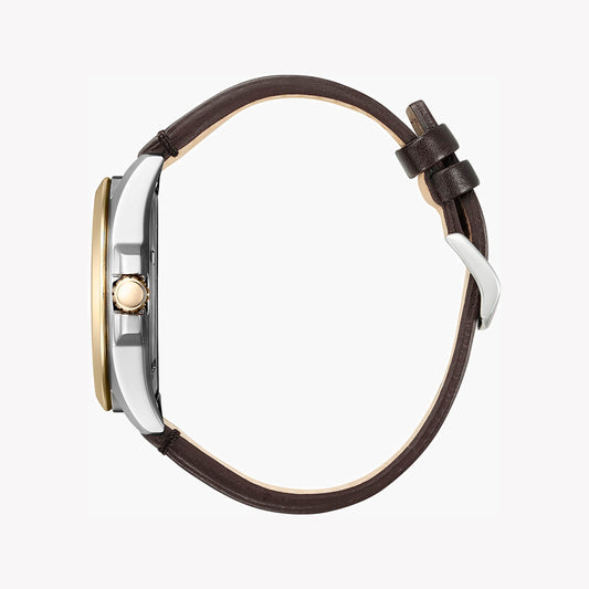 CITIZEN AW7056-11A DYNAMIC ELEGANCE - Eco-Drive Men's Watch with Silver Case & Brown Leather Band-i-Watch-2