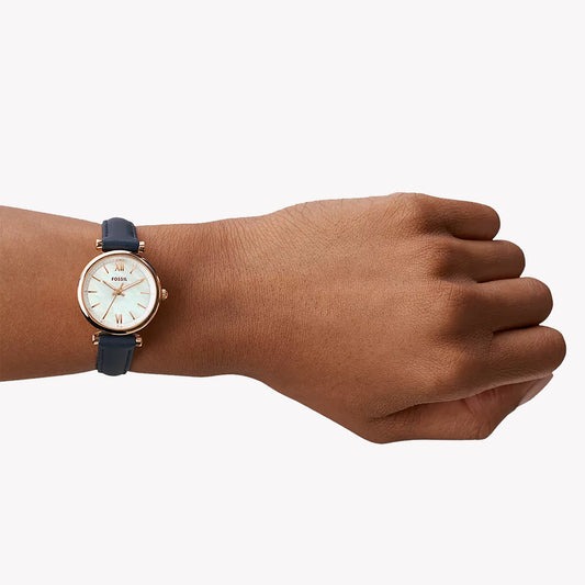 FOSSIL ES4502 MODERN ELEGANCE - WOMEN'S ROSE GOLD & BLUE LEATHER WATCH-i-Watch-2