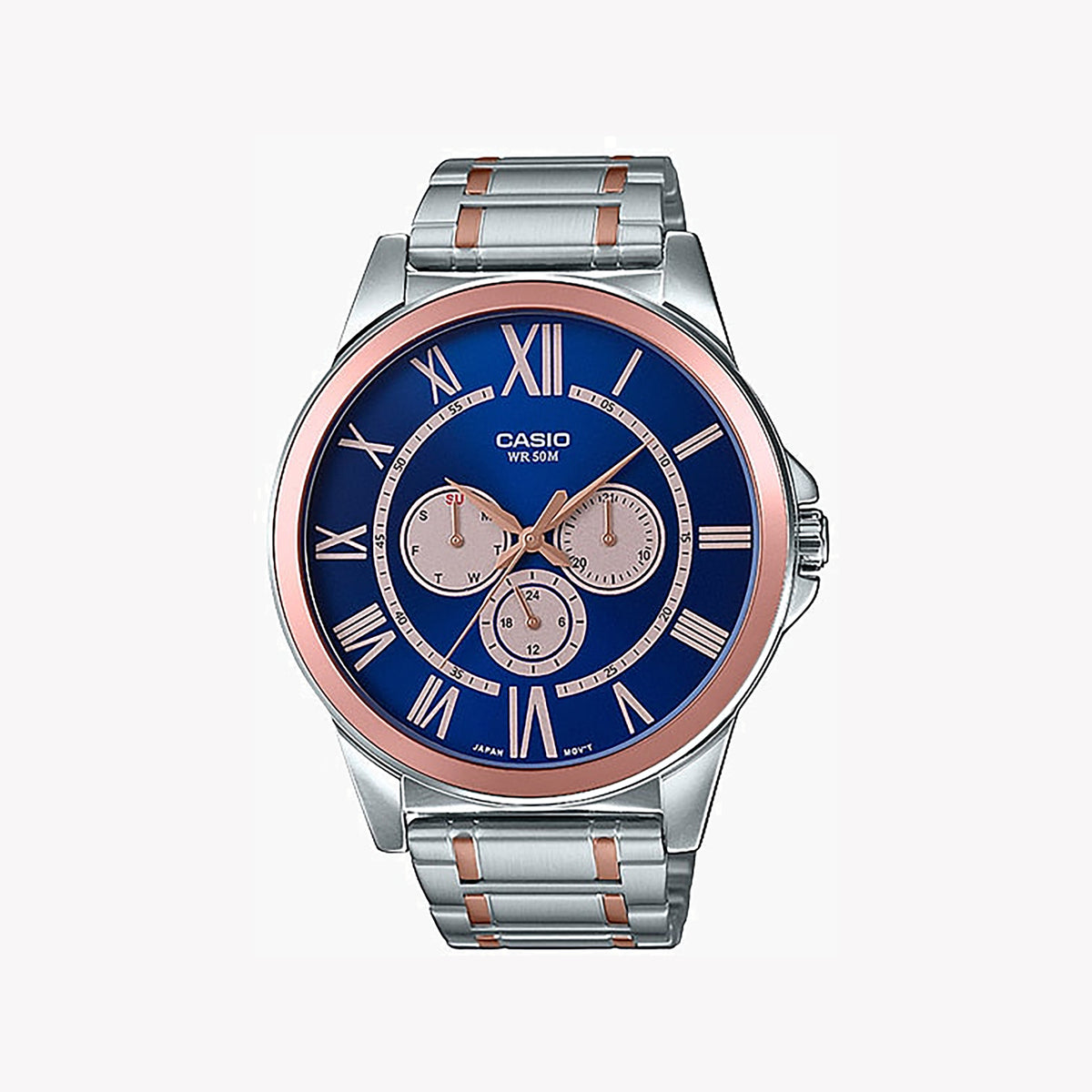 CASIO MTP-E318RG-2BVDF - ELEGANT SPORTY MEN'S WATCH WITH BLUE DIAL & STAINLESS STEEL BAND